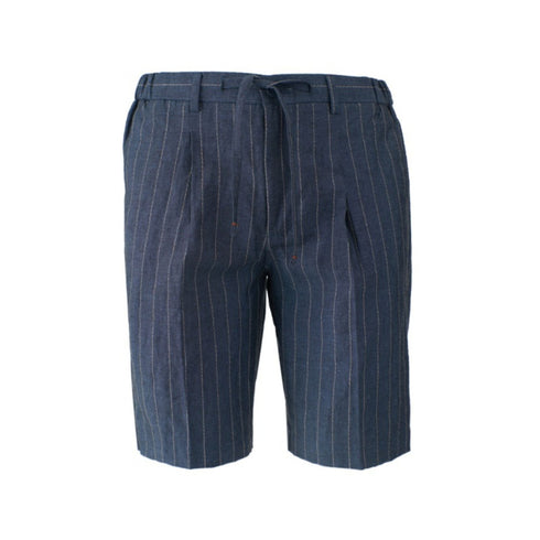 Yes Zee Bermuda Bermuda Uomo in lino gessato Blu scuro - Francavilla Moda